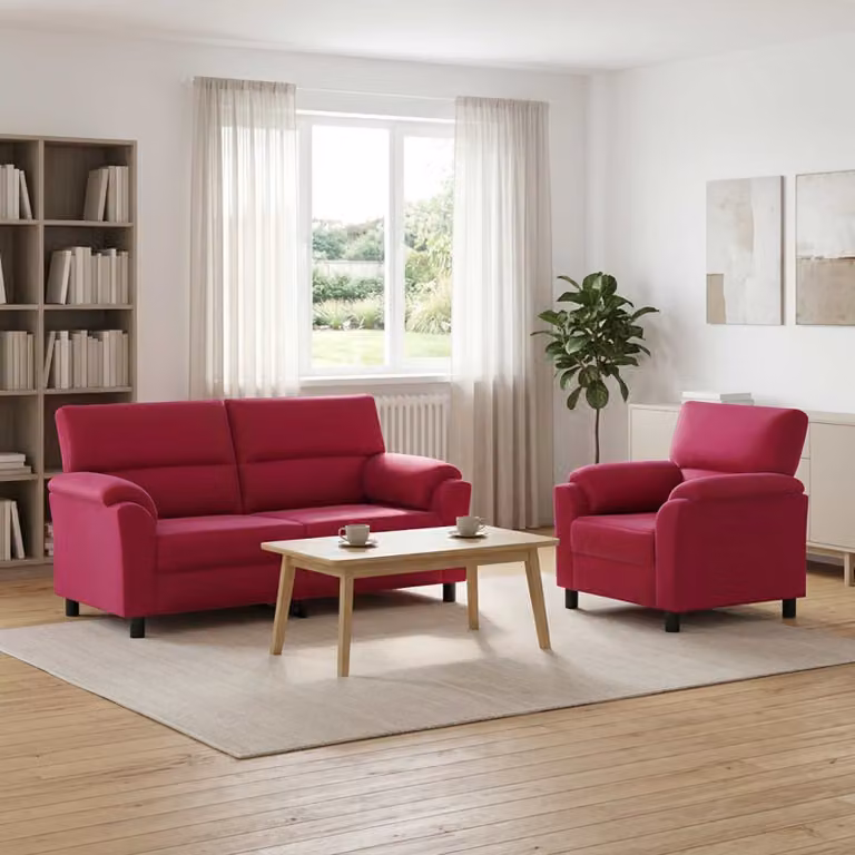 Set di 2 divani moderni vidaXL in velluto rosso con struttura in metallo per il tuo soggiorno