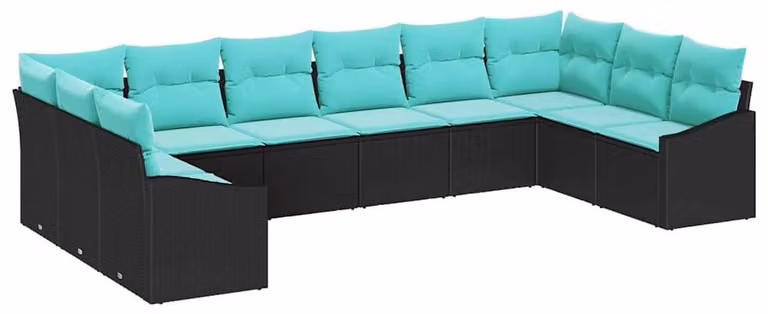 Set di divani con cuscino 10 pcs Nero polyrattan