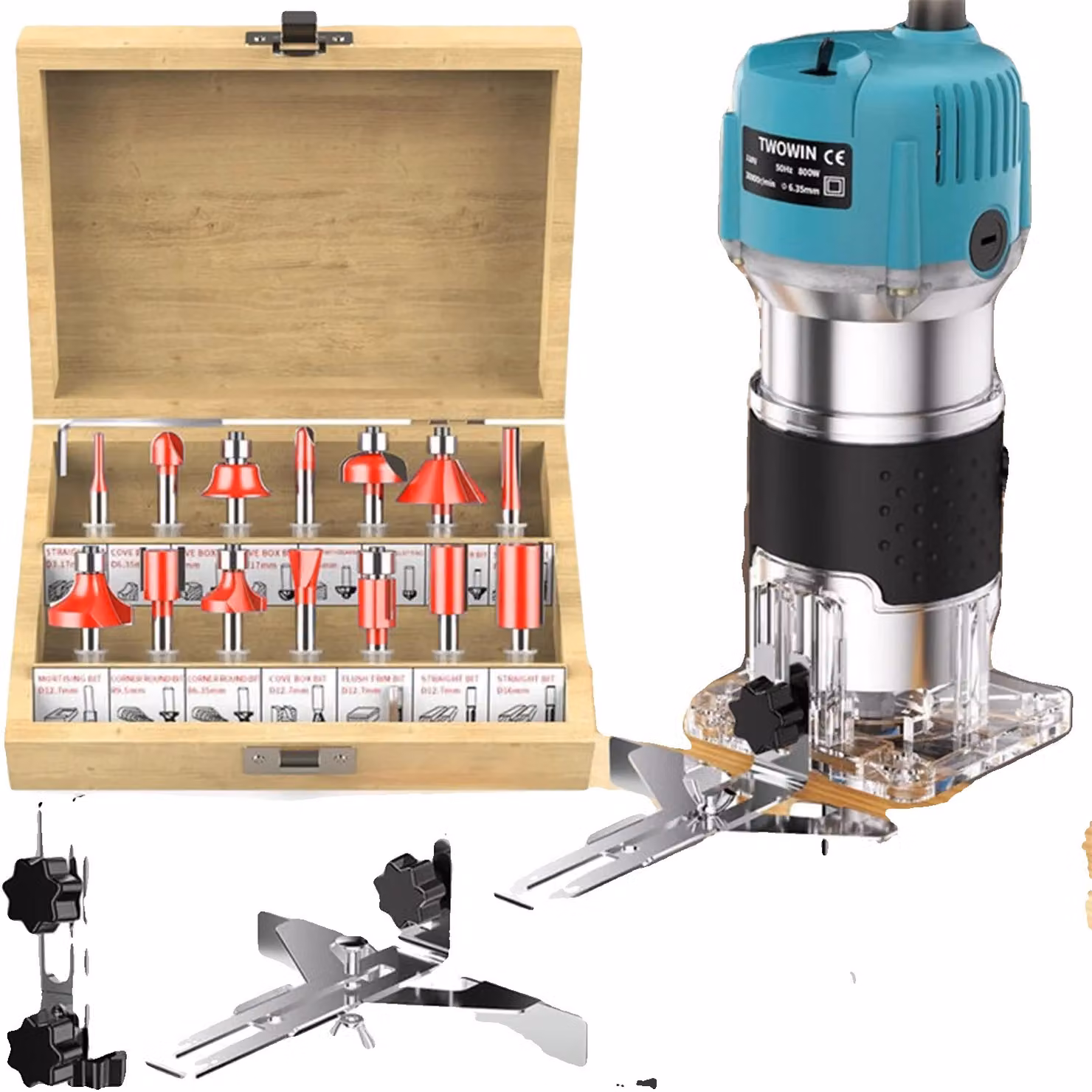 Fresatrice per legno, potenza 800W, velocità 30000 giri/min, 1/4 di pollice
