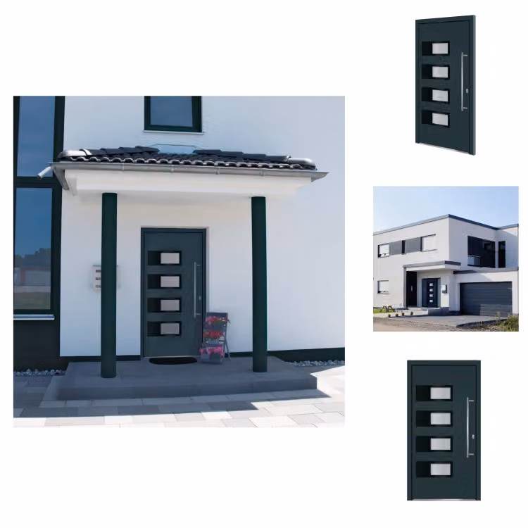 vidaXL Porta d'ingresso antracite 100x200 cm Alluminio e PVC - Porte d'ingresso