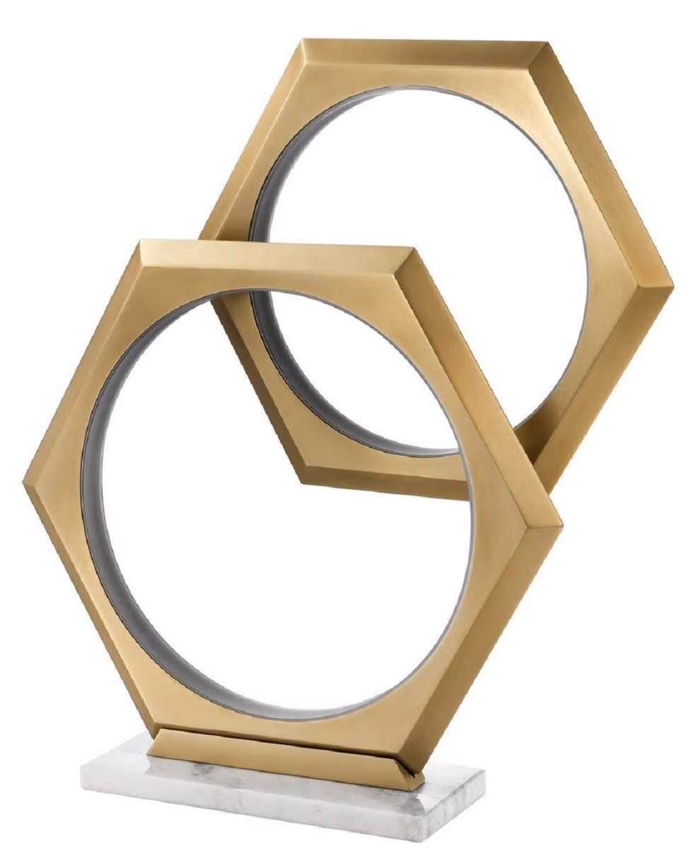 Casa Padrino lampada da tavolo a LED in ottone antico/bianco 52 x 14 x H. 58 cm - Lampada da tavolo di design dimmerabile con base in marmo - Collezione Luxury