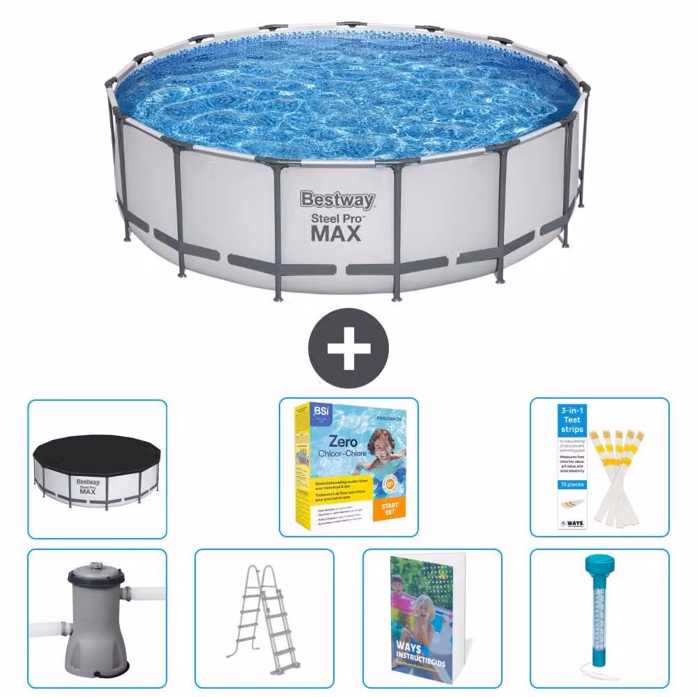 Piscina gonfiabile Bestway Steel Pro MAX, rotonda, 488x122 cm, composta da 6 parti, modello S532