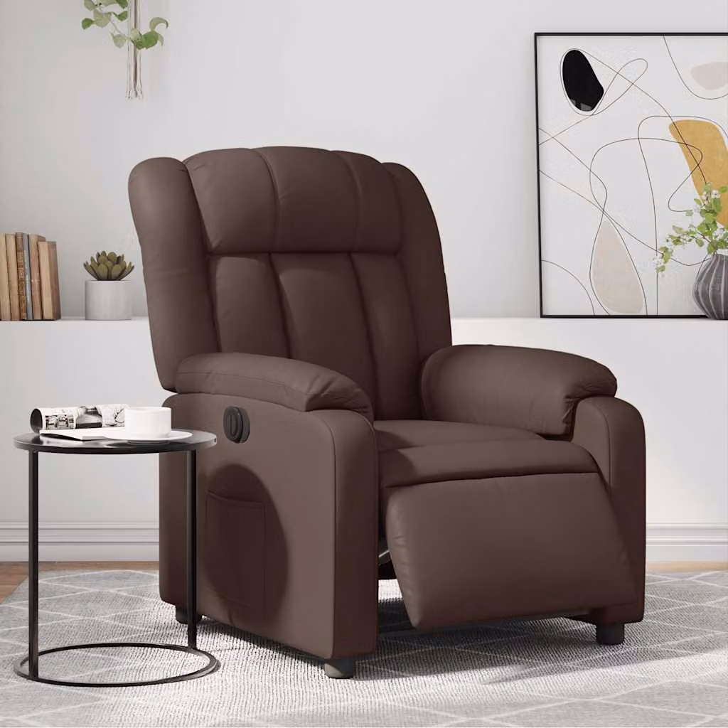 Poltrona Reclinabile Elettrica vidaXL in Similpelle Marrone con Braccioli e Funzione Auto-Return – 1