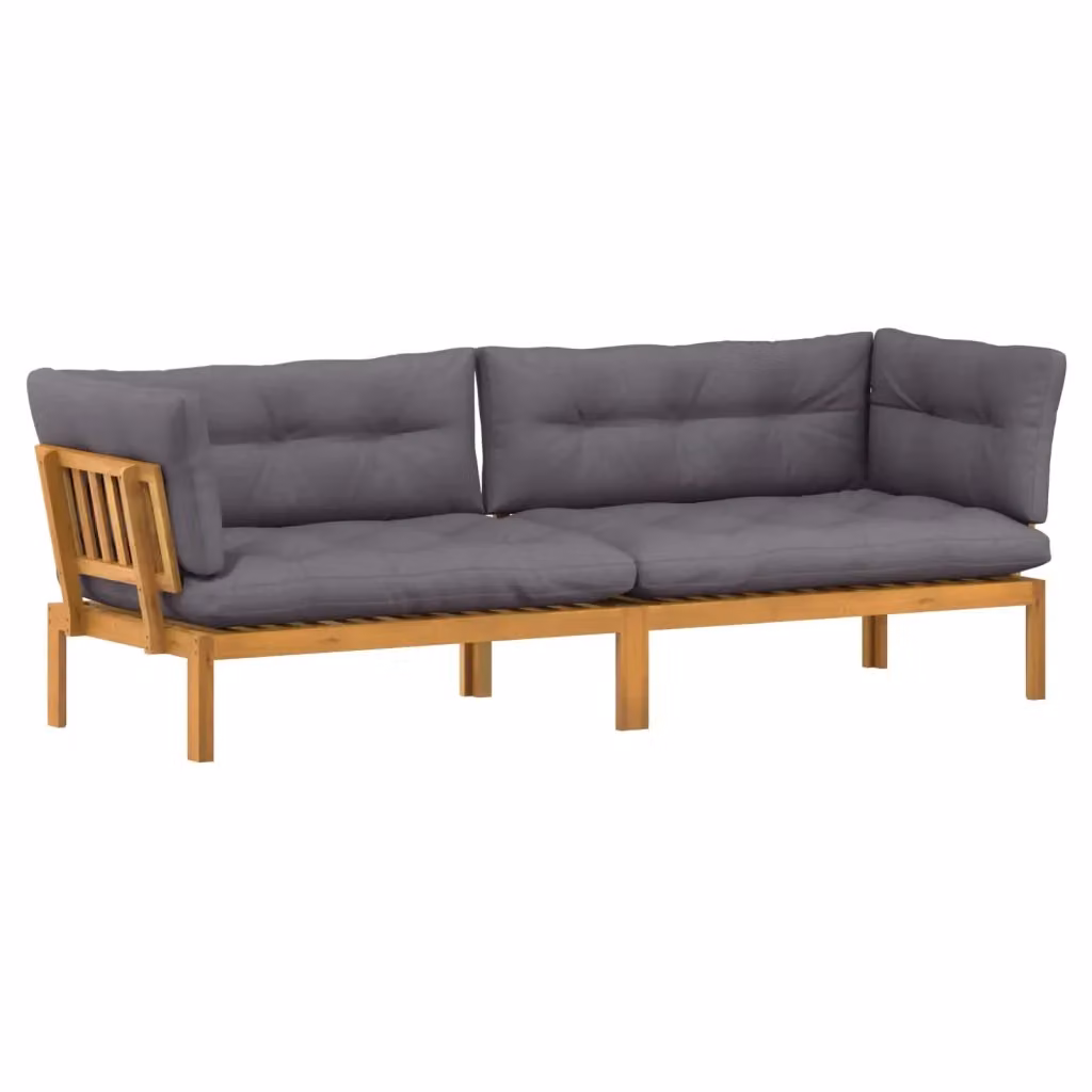 Set da giardino a forma di L con divano a 2 posti, tavolino e angolo relax vidaXL in legno di acacia trattato, colori marrone e grigio – 2
