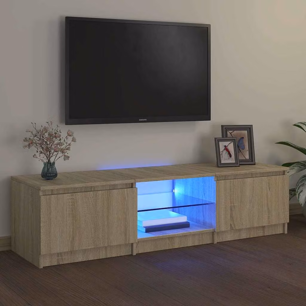Mobile Porta TV vidaXL con Luci LED in Rovere Sonoma, L 140 cm x P 40 cm x H 36 cm