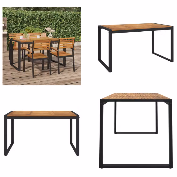 vidaXL Tavolo da giardino con gambe a U 140×80×75 cm in legno massiccio di acacia - Tavolo da giardino - Tavoli da giardino - Tavolo da esterno - Tavolo da patio