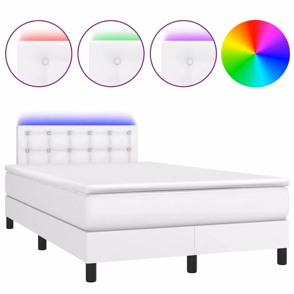 vidaXL Letto con Giroletto a Molle, Materasso Ibrido e Illuminazione LED, Bianco, L/P/H: 120 x 200 cm – 2