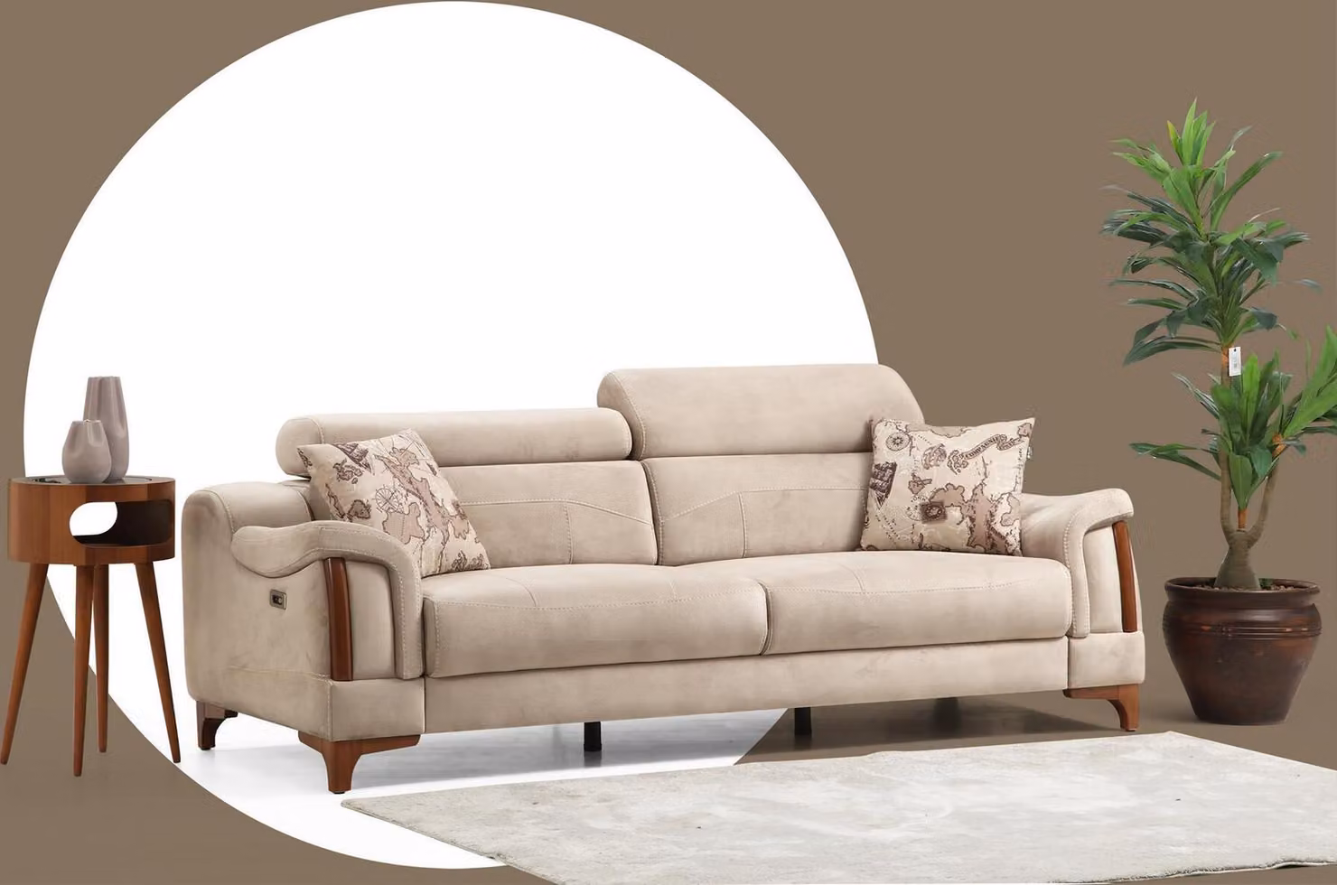 Dreisitzer Sofa Couch Wohnzimmer Designer Möbel Modern Polster Textil