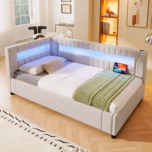 Daybed - Xylo - 90x200 cm LED USB idraulico beige