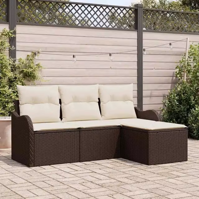 Set Divano da Giardino 4 pz Marrone polyrattan 3354317