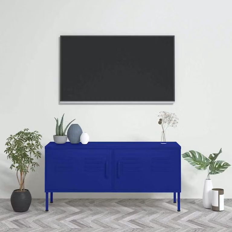 Mobile TV vidaXL Blu Marino in Acciaio L: 105 cm, P: 35 cm, H: 50 cm