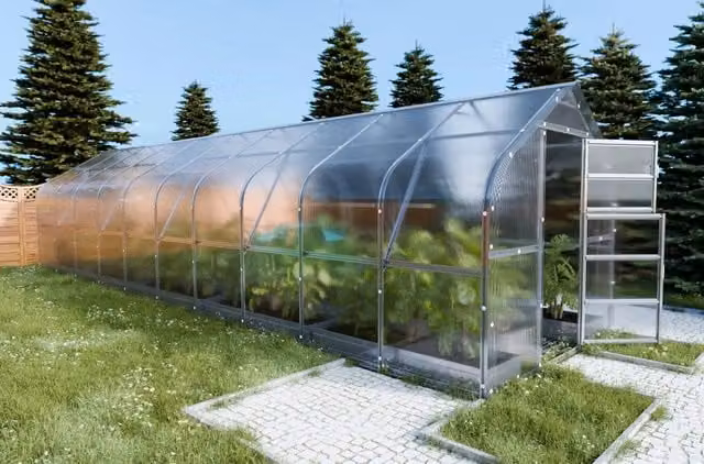 Serra da giardino KLASIKA DROP con rivestimento in policarbonato trasparente e struttura in acciaio zincato, L: 10 m, P: 2,5 m – 1