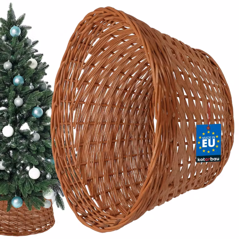 KOTARBAU® Gonna per albero di Natale in salice Ø 40 cm, colore naturale Supporto per albero di Natale in rattan naturale, cesto per albero di Natale, copertura per albero di Natale