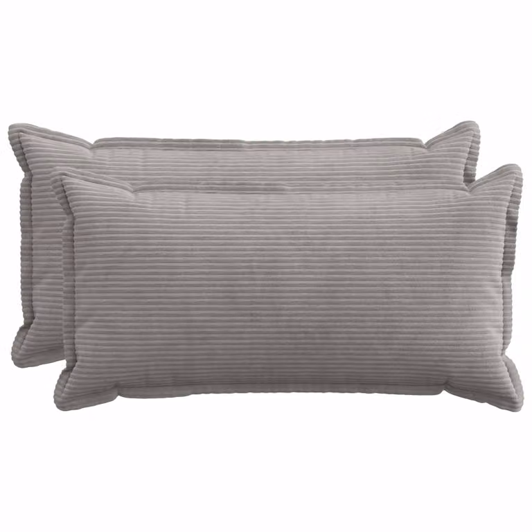 Set di 2 federe vidaXL HOUTEN in velluto a coste grigio chiaro, L 40 cm x P 80 cm