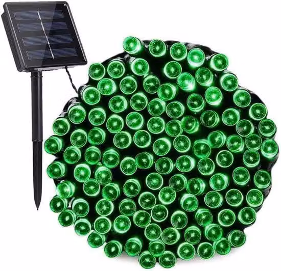 Set di luci da esterno a energia solare, 11 metri, 60 punti luce a LED, 8 livelli di luminosità, resistente alle intemperie, ideale per Halloween, matrimoni, feste e decorazioni natalizie da esterno, luce verde
