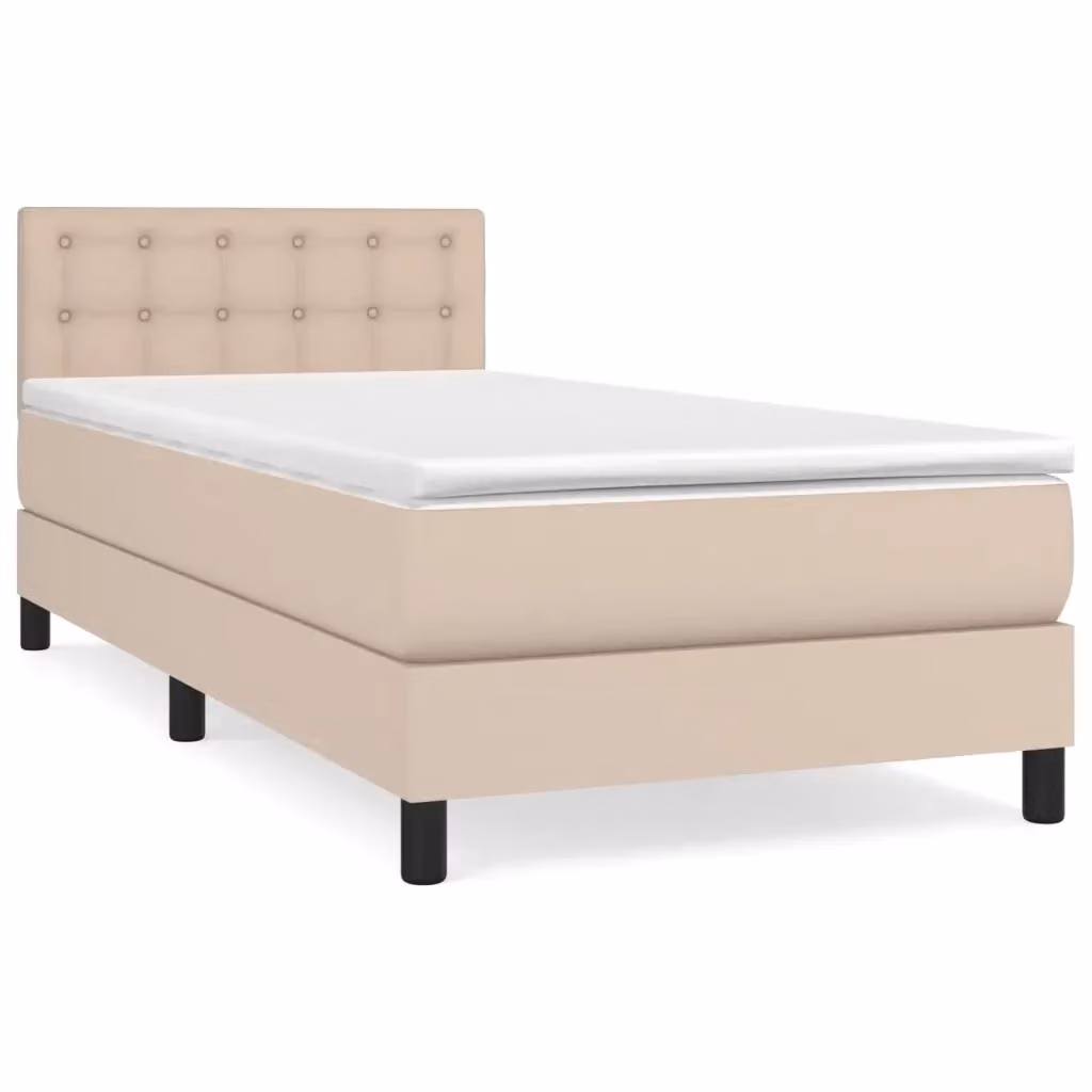 Letto a molle con materasso vidaXL in similpelle beige, L/P/H: 90 x 200 x 203 cm – 2