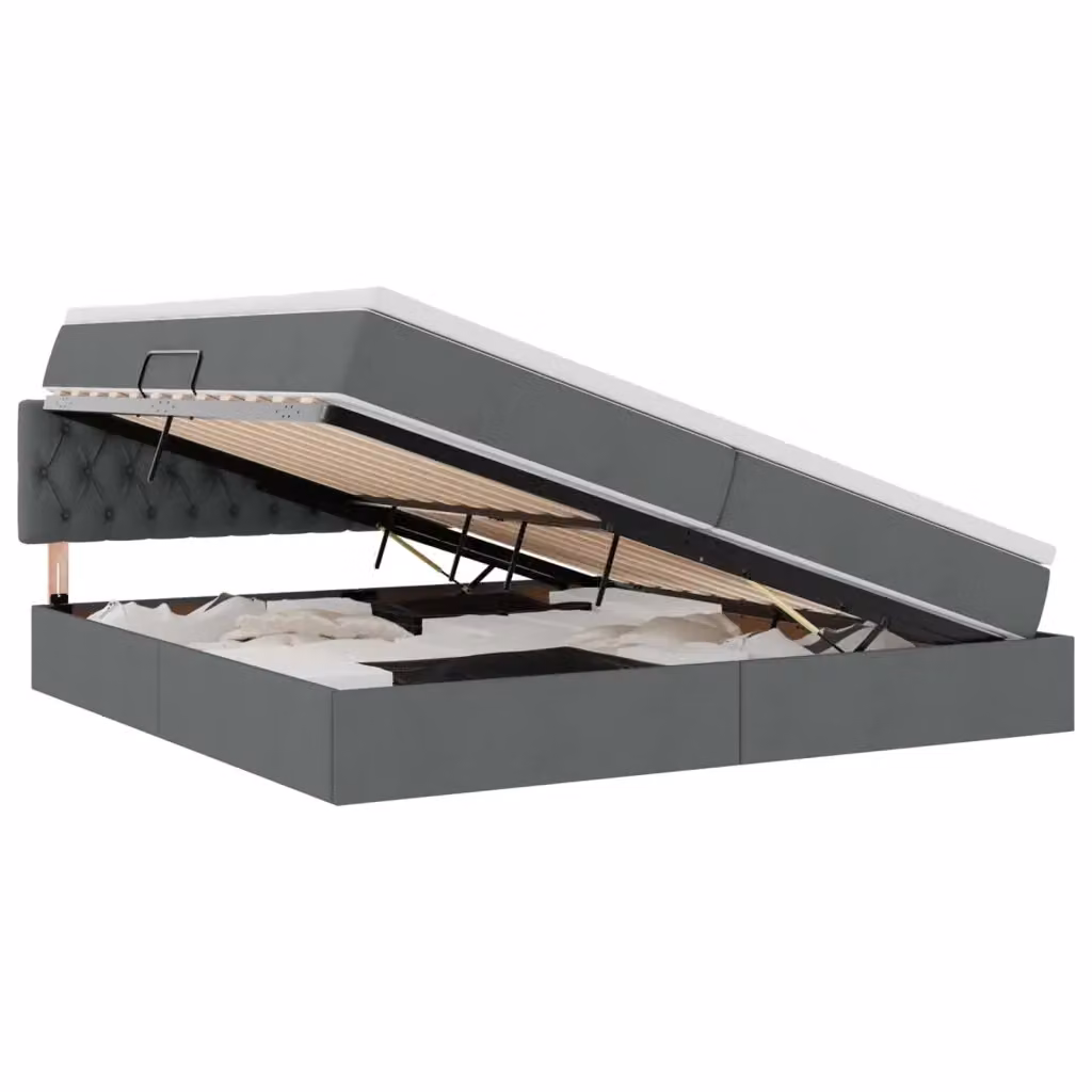 Letto con contenitore e materasso ibrido vidaXL Grigio e Bianco L/P/H: 200 x 200 x 280 cm – 2
