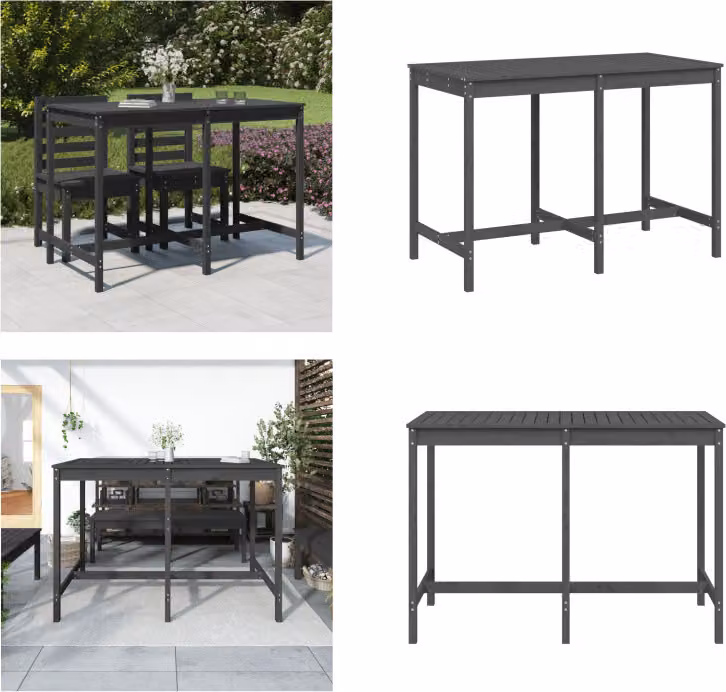 vidaXL Tavolo da giardino grigio 159,5x82,5x110 cm in legno di pino massiccio - Tavolo da giardino - Tavoli da giardino - Tavolo da esterno - Tavolo da patio