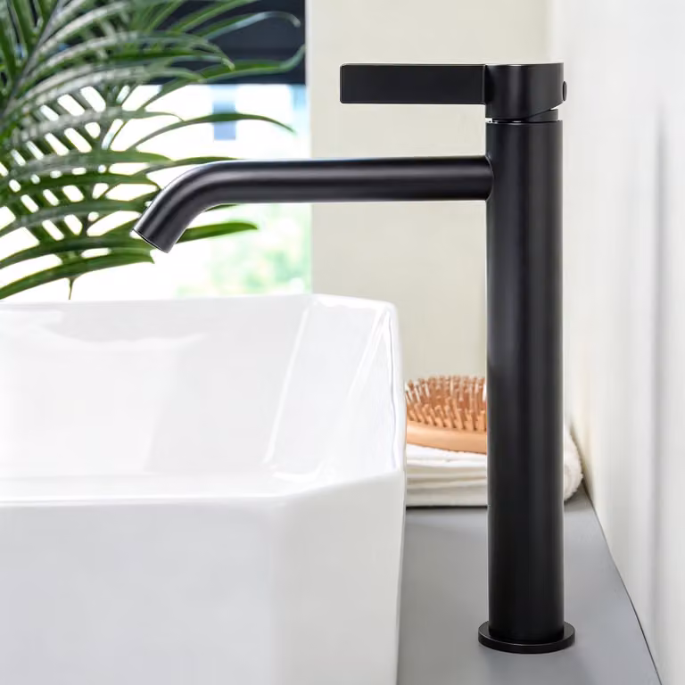 Miscelatore alto per lavabo, in acciaio inossidabile, con un'unica leva, altezza 260 mm