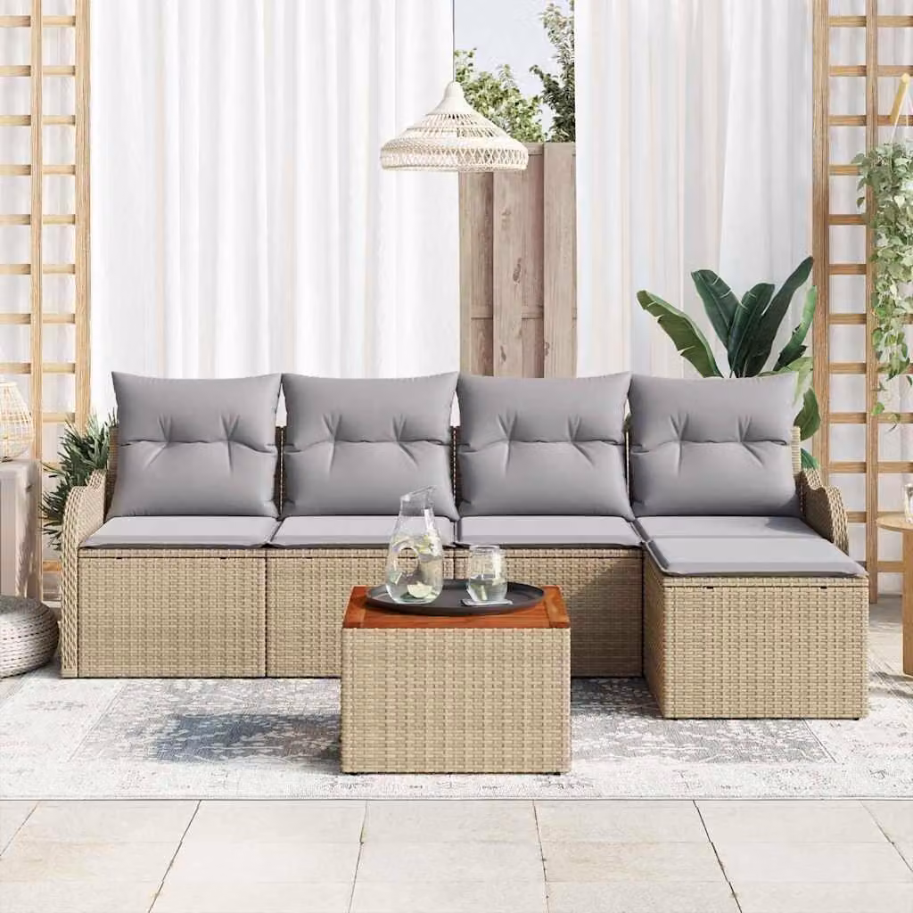 Maison Exclusive - Set Divano da Giardino con cuscino 6 pcs Beige polyrattan