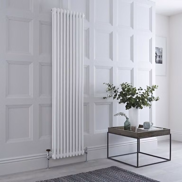 Radiatore Tradizionale Verticale a Doppia Colonna - Bianco - 1800mm x 470mm - con piedini - Regent