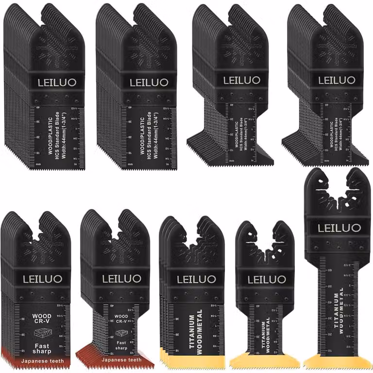 Set di accessori multifunzione da 100 pezzi per legno, chiodi, cartongesso, con lame oscillanti universali e custodia. Compatibile con DeWalt, Makita, Dremel (adattatore incluso)