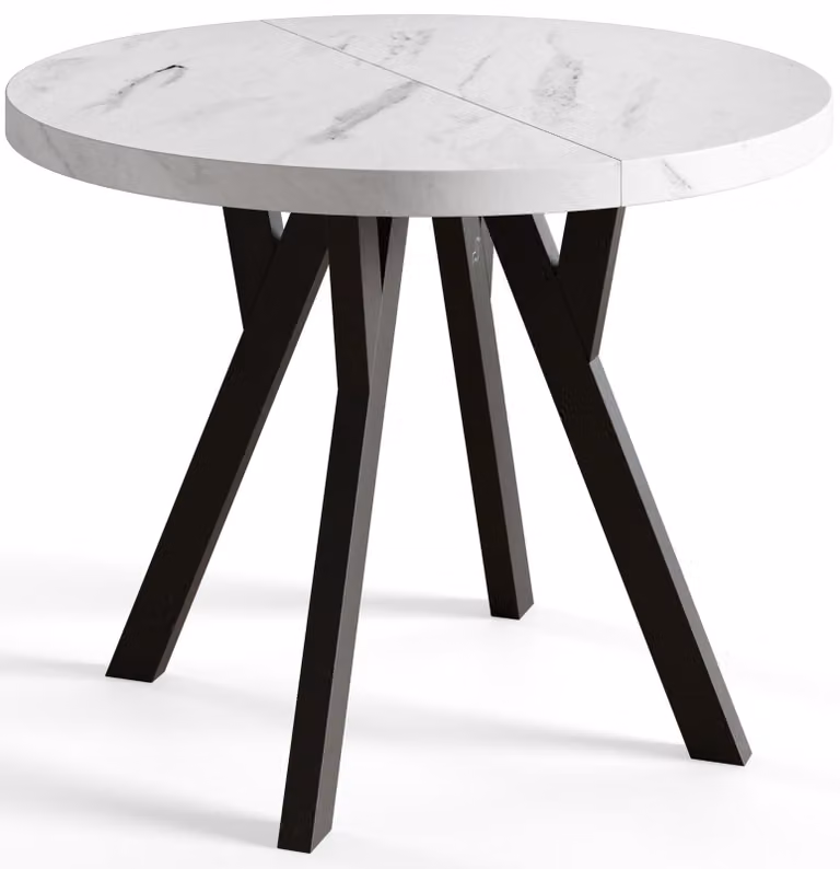 Alpi Moebel, Tavolo da Pranzo, Tavolo per Mangiare Allungabile, Diametro da 120 cm, Marmo, Collezione Ovo