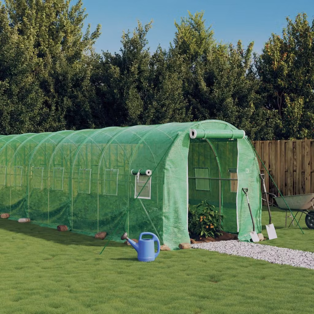 Serra con telaio in acciaio galvanizzato verde vidaXL, L: 12 m, P: 2 m, H: 2 m