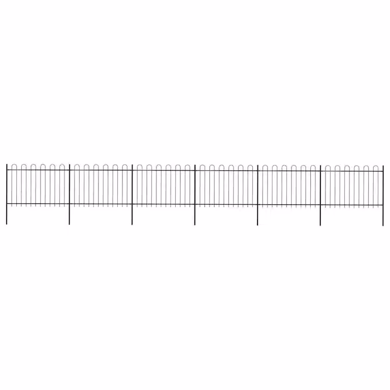 Recinzione da giardino vidaXL in acciaio con parte superiore ad anello, colore nero, L: 1005 cm, H: 120 cm