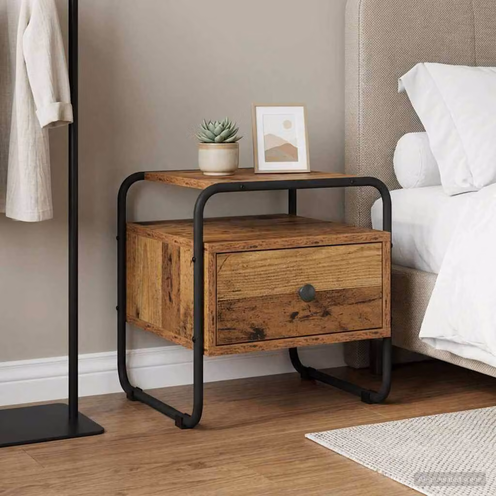 vidaXL Armadio da Notte Moderno in Legno e Metallo Marrone L 40 cm, P 39,5 cm, H 40 cm