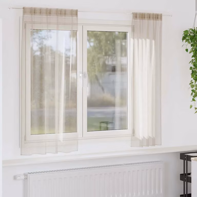 Set di 2 tendaggi in velo vidaXL color sabbia/beige in poliestere L: 175 cm x H: 140 cm