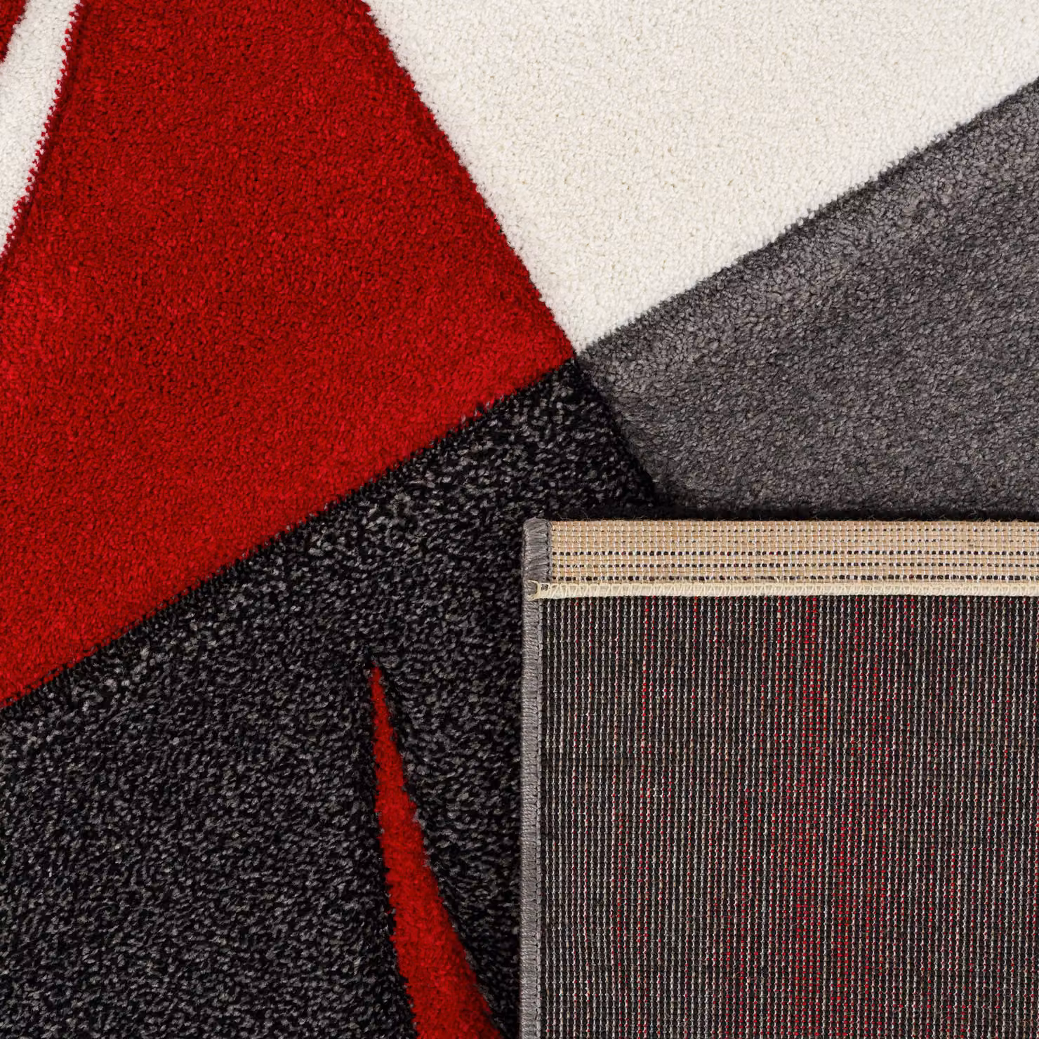 Tappeto moderno Diamora con effetto alto e basso, motivo checkerboard, colori rosso, bianco, nero e grigio, L: 150 cm, P: 80 cm – 2