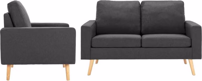 Maison Exclusive - Set divano a 2 posti in tessuto grigio scuro