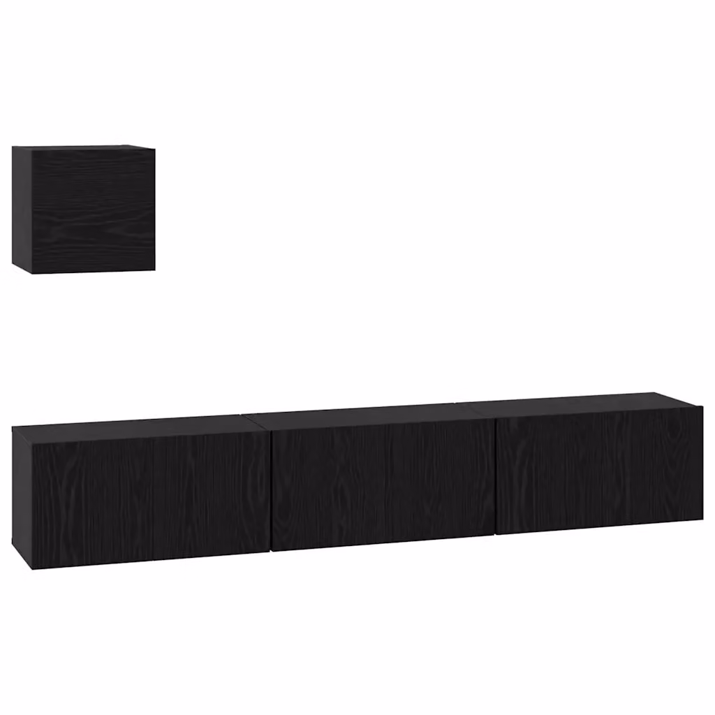 Set mobile TV moderno vidaXL in MDF nero da 4 pezzi per il tuo soggiorno – 2