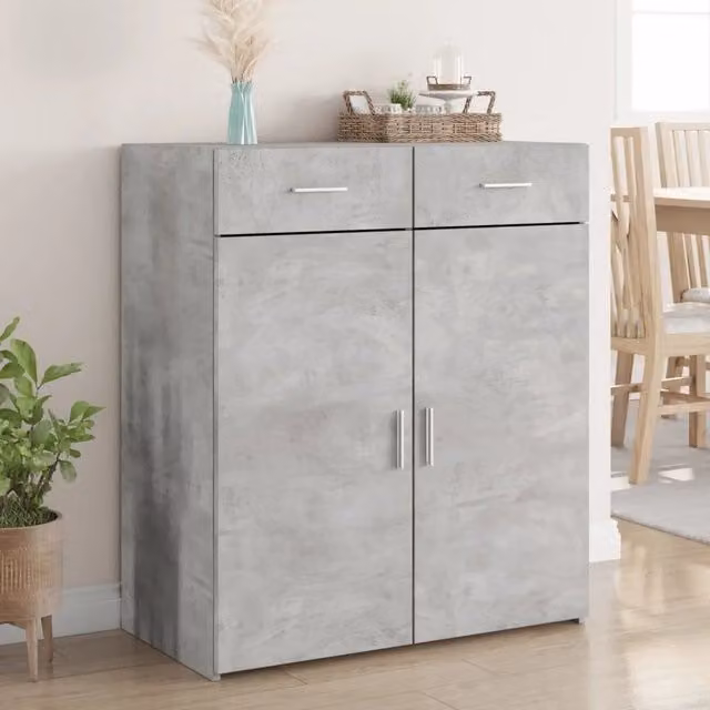 Credenza Buffet Armadio da Cucina Design Mania Grigio Cemento L: 80 cm, P: 42,5 cm, H: 93 cm