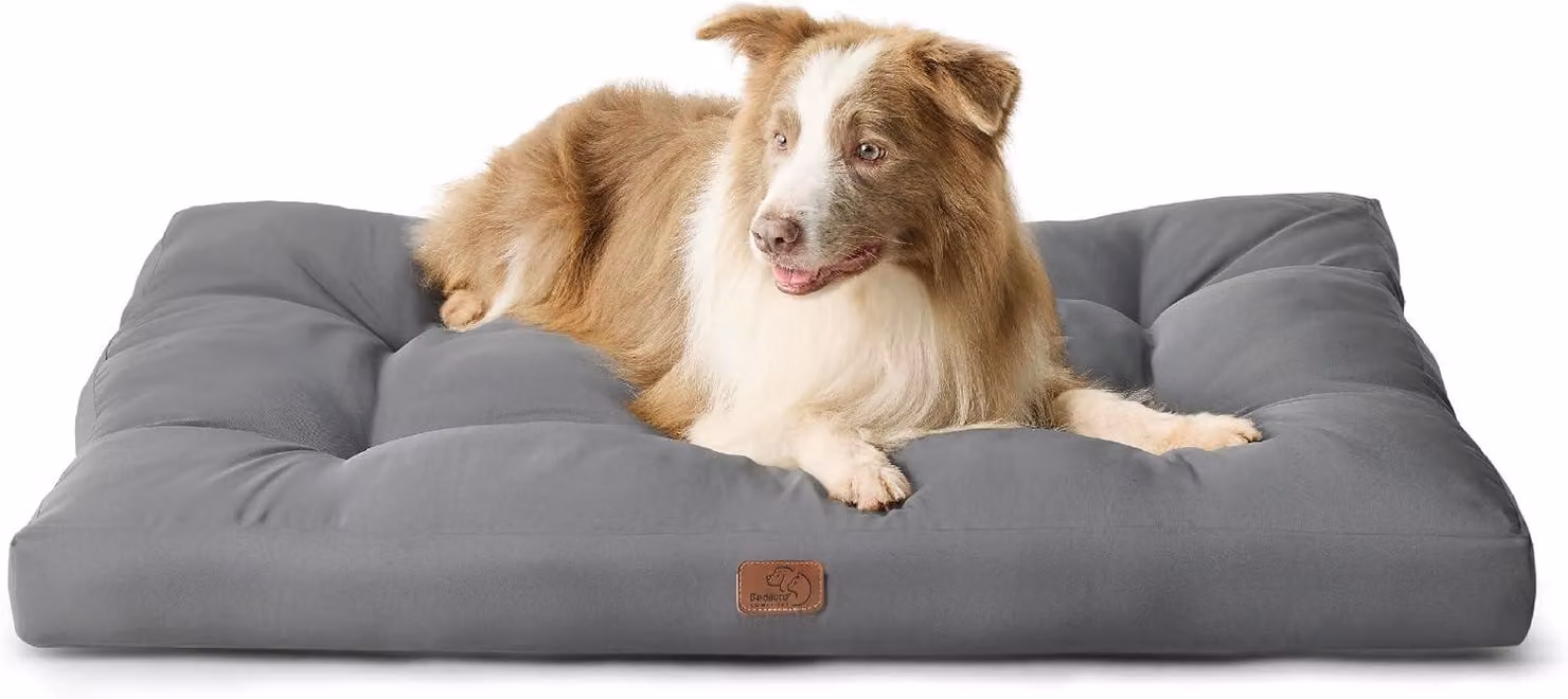 Cuccia per cani di grossa taglia - 111 x 89 cm - lavabile - grigia - con imbottitura trapuntata - antiscivolo