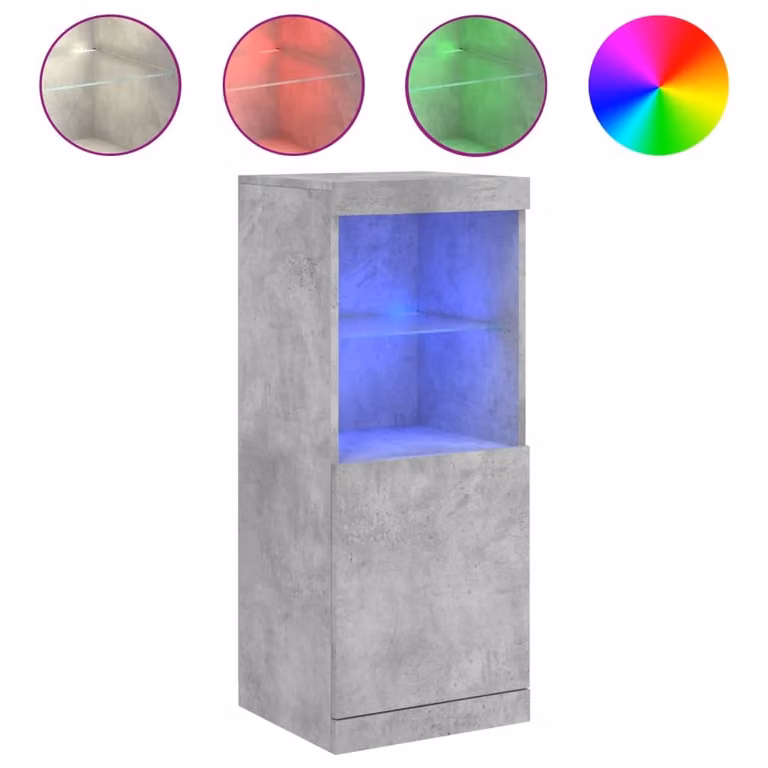 Credenza con Luci LED Grigio Cemento 41x37x100 cm