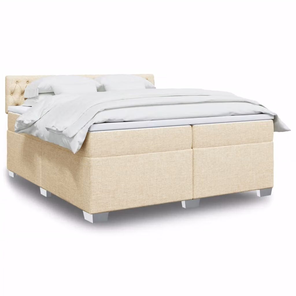 Maison Exclusive - Giroletto a Molle con Materasso Crema 200x200 cm in Tessuto