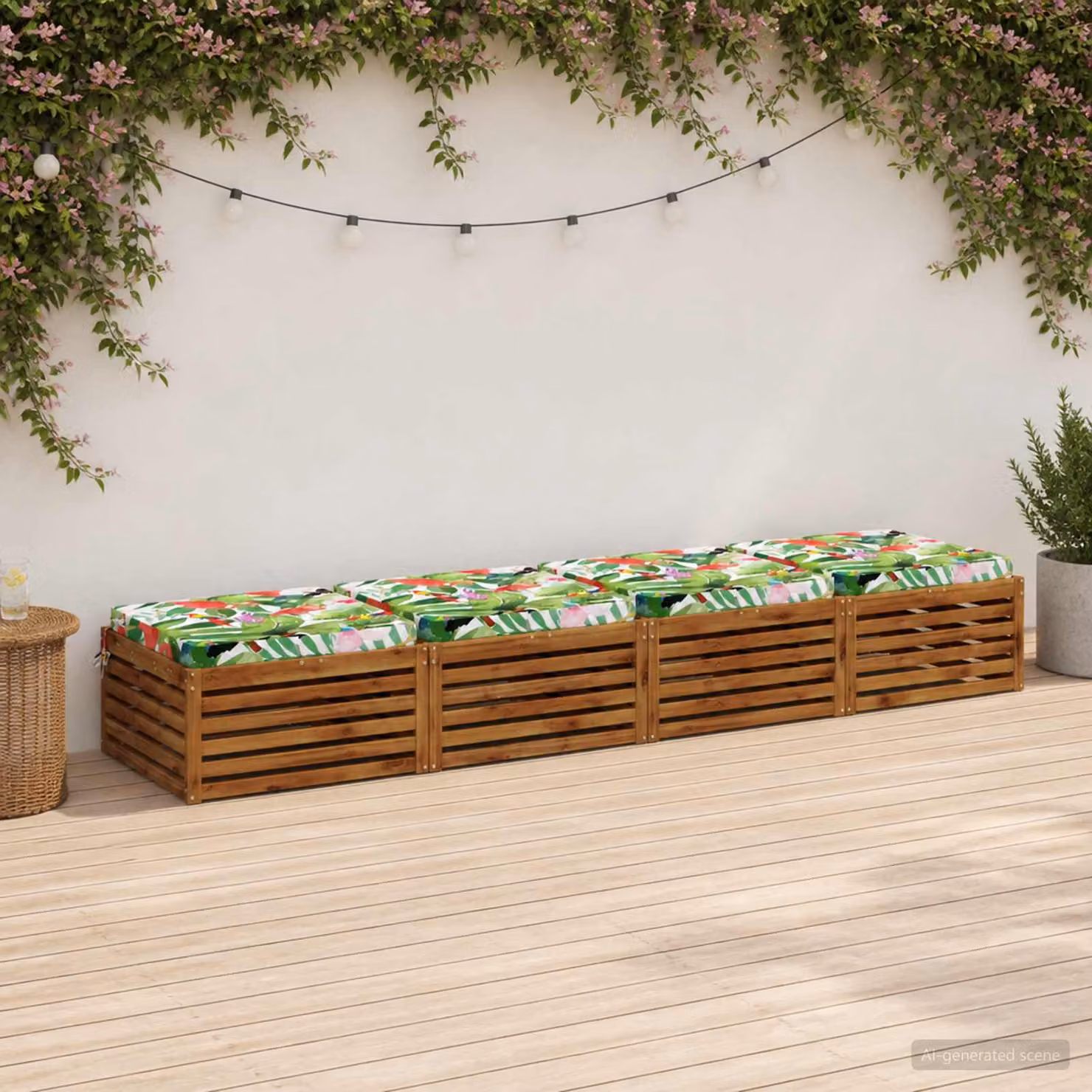 Set di 4 cuscini per sedia quadrati vidaXL in poliestere multicolore con rivestimento lavabile e resistente ai raggi UV
