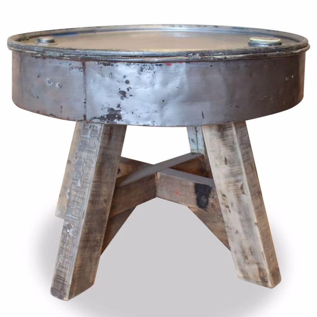 Tavolino da Salotto in Legno di Recupero Misto 60x45cm Argento