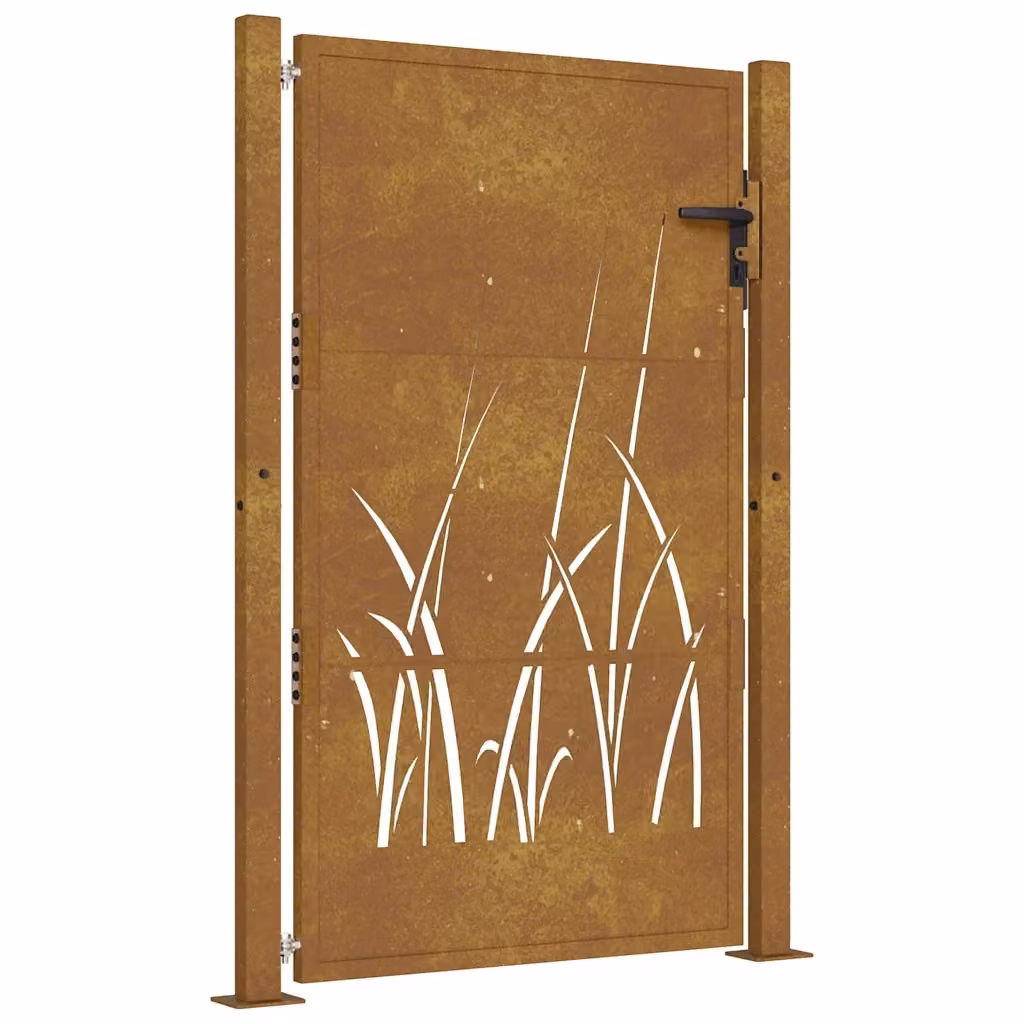 Cancello singolo da giardino Videx in acciaio color marrone con design erba L: 110 cm, H: 125 cm – 2