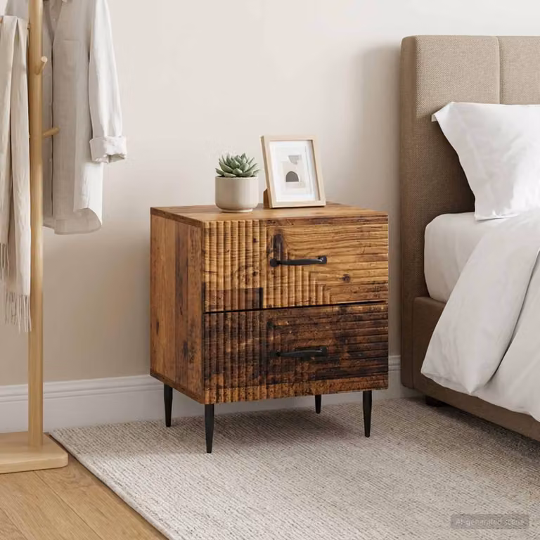 Set di 2 Armadi da Notte vidaXL in Legno Antico Marrone L: 43 cm, P: 34,5 cm, H: 47,5 cm