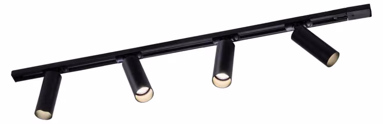 Lampade a binario Ledvion, lunghezza 1 metro, monofase, colore nero, 4 luci, luce bianco caldo
