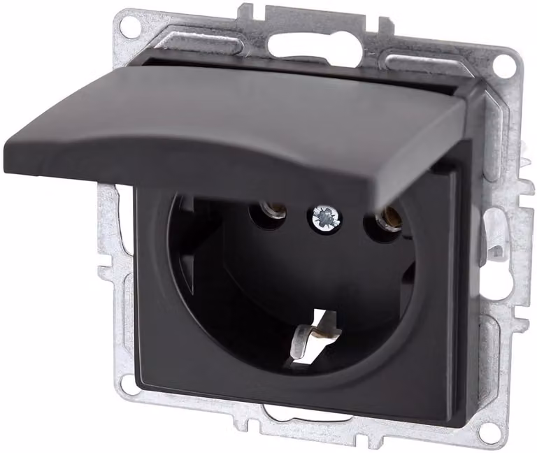 Prese elettrica con copertura, morsetto a innesto, serie G1, colore nero