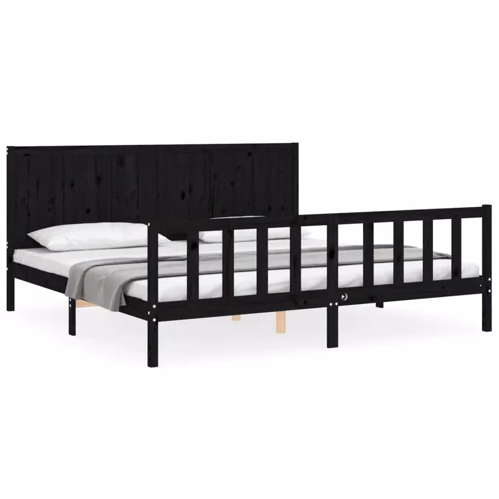 Letto con Testiera in Legno Massello di Pino Nero vidaXL 200x200 cm – 2