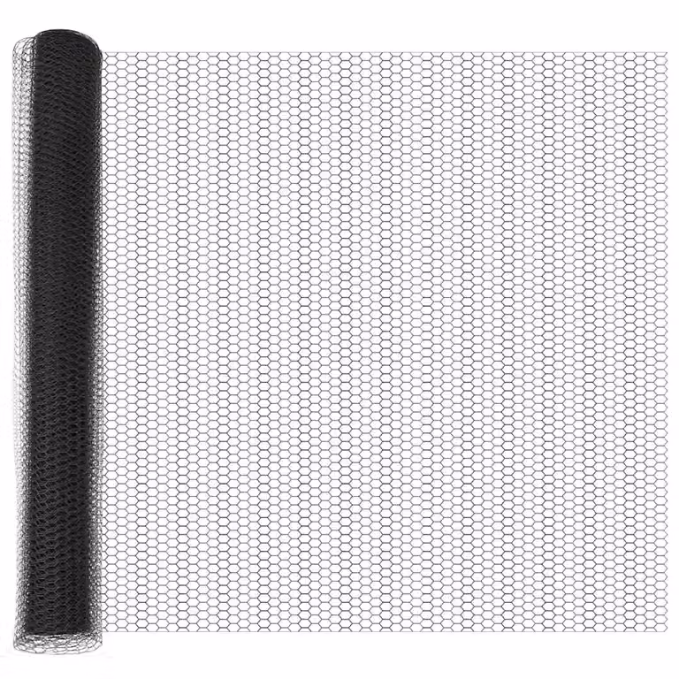 Recinzione esagonale con pali vidaXL in acciaio rivestito in PVC Grigio, L: 1,4 m x P: 25 m