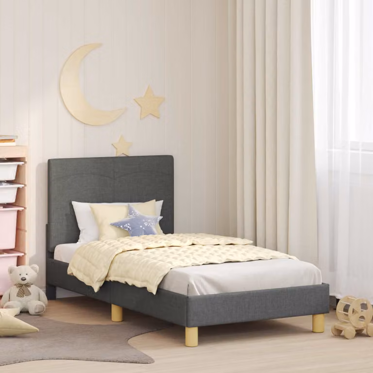 Struttura letto a casetta per bambini vidaXL con ripiani laterali, Grigio, 80 x 160 cm