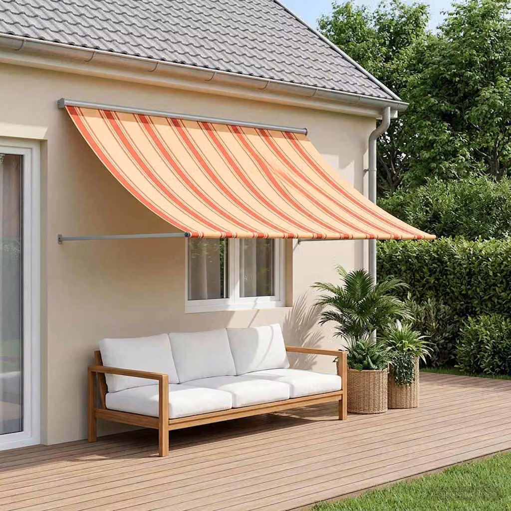 Tenda da sole multicolore vidaXL con bracci pieghevoli in acciaio e tessuto in poliestere, L: 300 cm, P: 150 cm