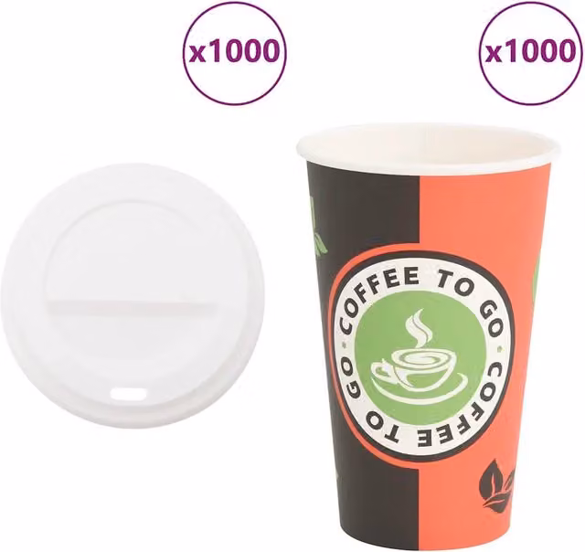 Tazze da Caffè in Carta con Coperchi 1000 pz 16oz 400 ml 3325214