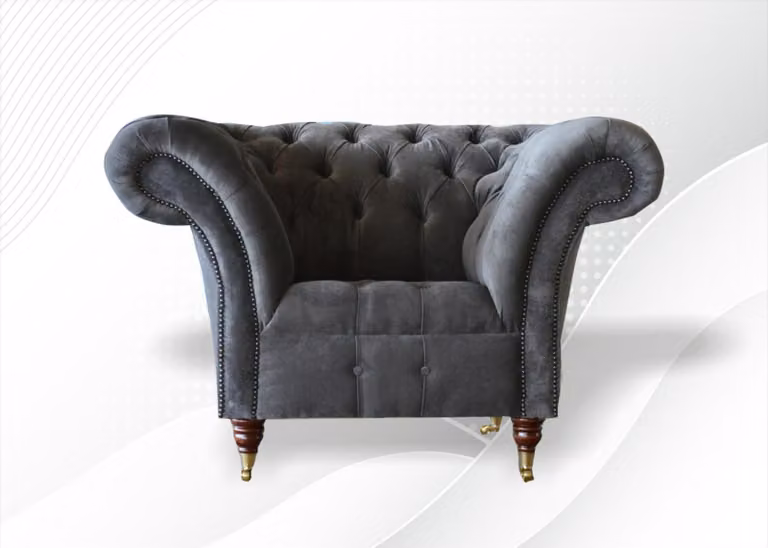 Luxus Design Möbel Esszimmer Sessel Wohnzimmer Lounge Club Relax Sofa Grau